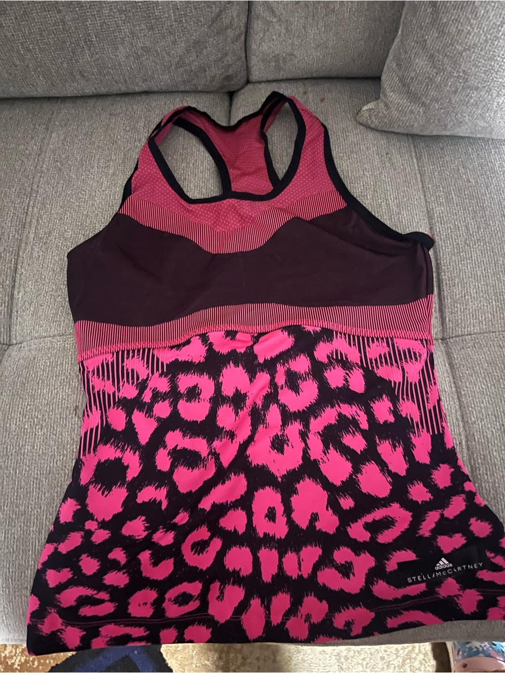 Adidas by Stella McCartney Pink and Black Leopard Tank